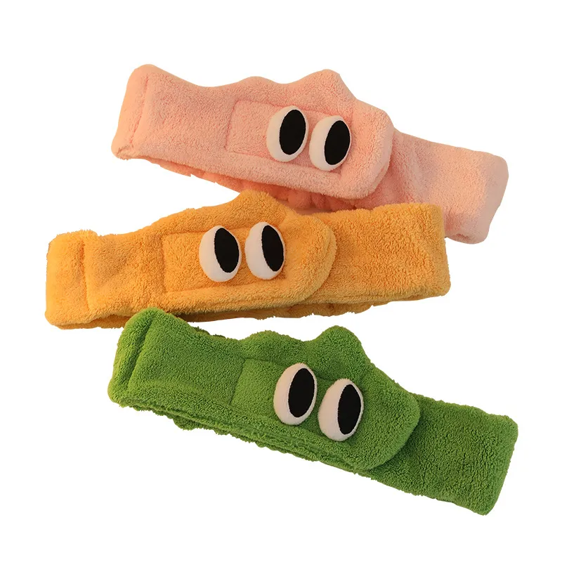 Creative Coral Fleece Spa Headband for Women – Adjustable Velcro Face Washing Hair Band, Soft Fluffy Korean Style Headwrap, Cute Plush Hair Hoop for Makeup and Skincare